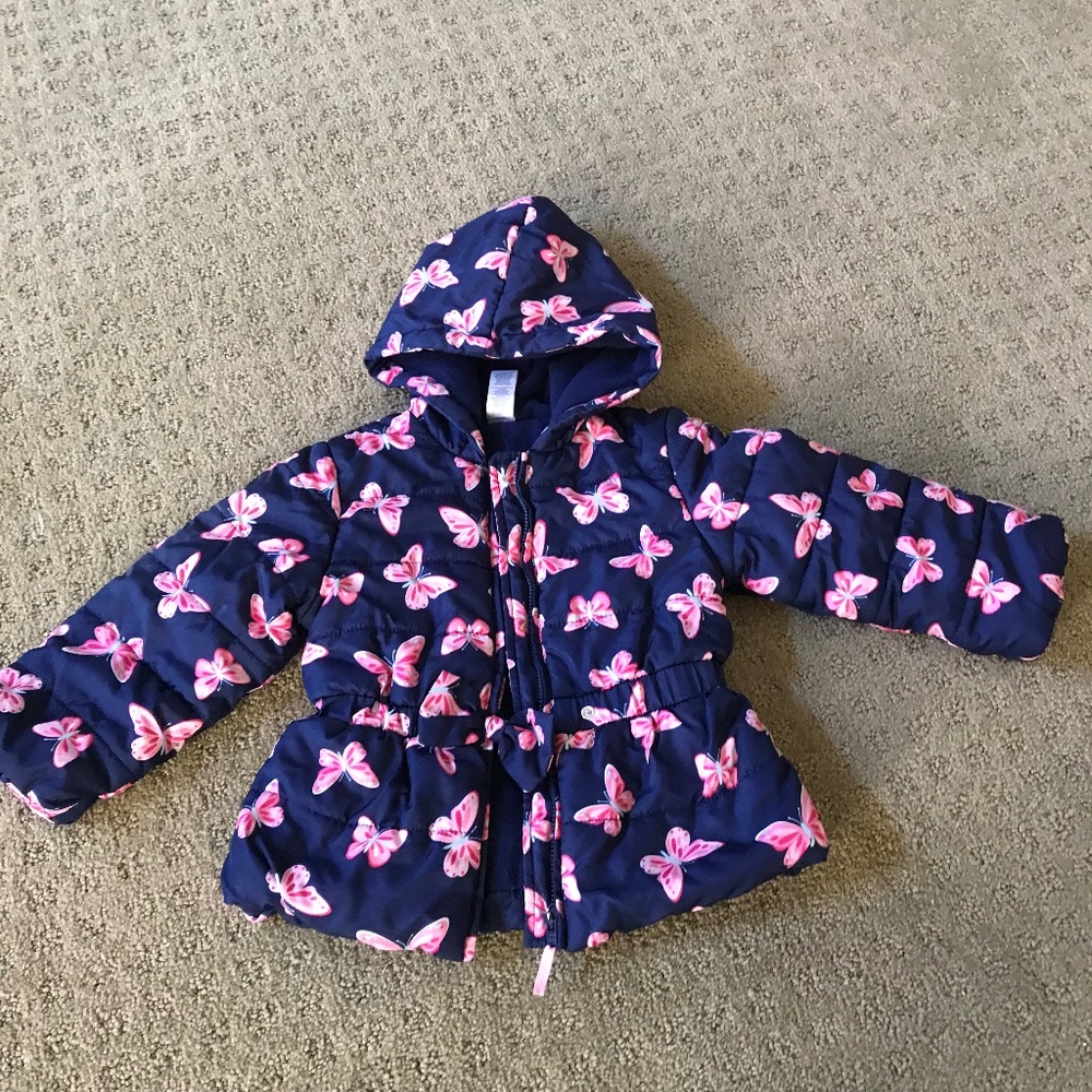 TODDLER GIRL QUILTED , FLEECE LINED HOODED JACKET 2T WORN ONCE
